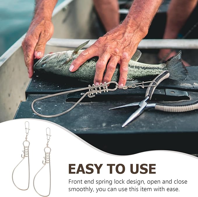 Fishing Stringer, 5Pcs Stainless Steel Fishing Stringer Heavy Duty Fish Wire Rope Lock Fishing Stringer Clip Fish Lock Cable for Outdoor Fishing Fish Stringer