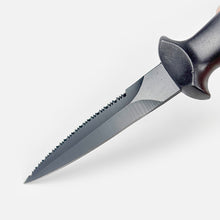 Load image into Gallery viewer, 6.1" (154 mm) Dive & Spearfishing Knife – SS420 Serrated Stainless Steel with Black Coating for Easy Cleaning – Lightweight, Rust-Resistant Blade – Includes Adjustable Arm/Leg Holster