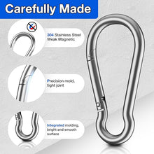 Load image into Gallery viewer, sprookber Stainless Steel Spring Snap Hook Carabiner - 304 Stainless Steel Clips, Set of 5