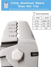 Load image into Gallery viewer, Wire Rope Crimping Tool Kit, Wire Rope Swager Crimper Up To 2.2mm with Aluminum Double Barrel Ferrule Crimping Loop Sleeves, Stainless Steel Thimbles and Cable Cutter for Cable Crimping