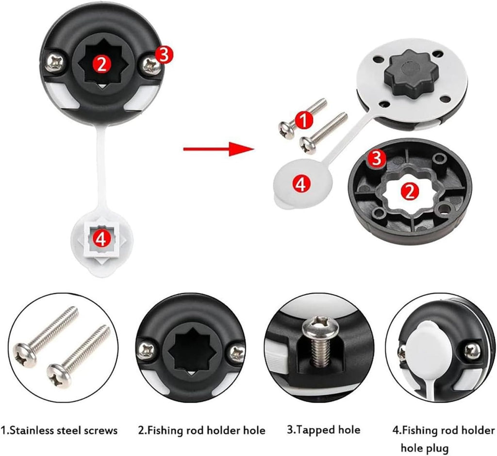 Track Mounting Base, Kayak Track Mount Base Light Pole Base Rail Mount Replacement for Fishing Boat Canoe Yacht, Built in 2 Screws