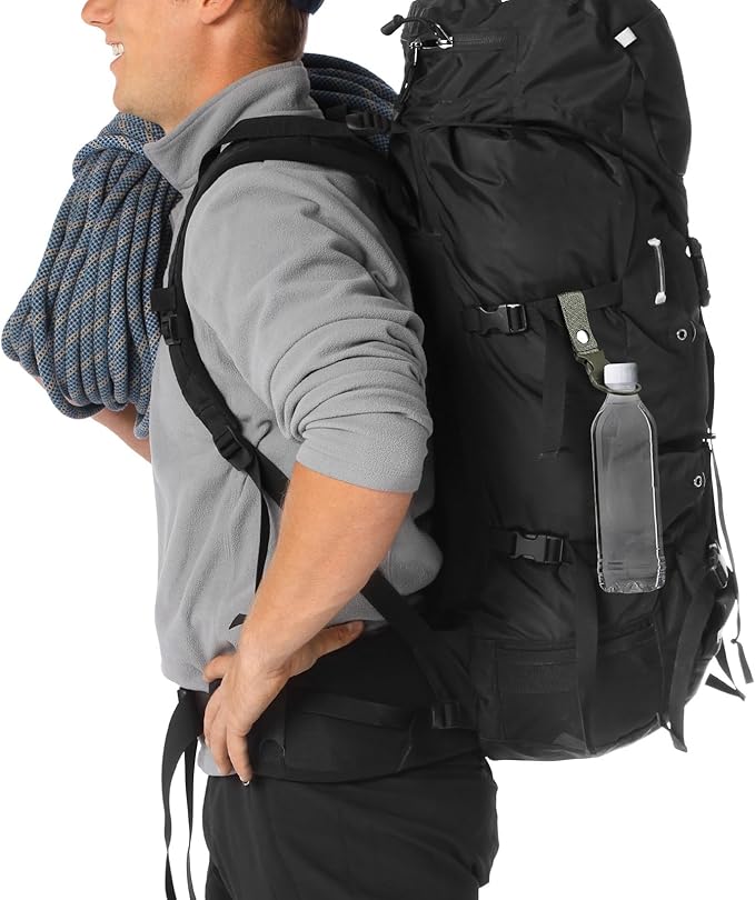 3Pcs Portable Water Bottle Clip with  stainless steel buckle , Hanging Bottle Buckle Clip for Outdoor Camping Hiking Traveling Backpack Belt Nylon Webbing Strap Tools