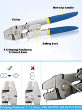 Load image into Gallery viewer, Wire Rope Crimping Tool Kit, Wire Rope Swager Crimper Up To 2.2mm with Aluminum Double Barrel Ferrule Crimping Loop Sleeves, Stainless Steel Thimbles and Cable Cutter for Cable Crimping