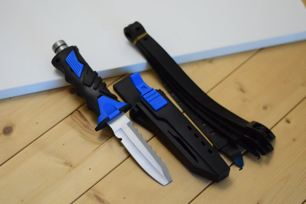 Diving Knife with Leg Straps & Sheath - Stainless Steel Blade Dive Knife Lightweight, Sharp Divers Knife for Diving, Spearfishing, Snorkeling