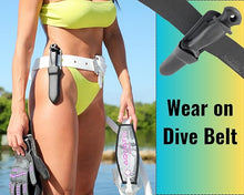Load image into Gallery viewer, 6.1&quot; (154 mm) Dive &amp; Spearfishing Knife – SS420 Serrated Stainless Steel with Black Coating for Easy Cleaning – Lightweight, Rust-Resistant Blade – Includes Adjustable Arm/Leg Holster