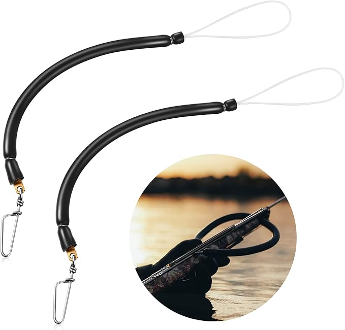 Spearfishing Shock Cord Speargun Shock Cord Spear Fishing Equipment Black Speargun Shooting Line with Stainless Steel Snap Swivel Pigtail for Avoiding Losing Catch